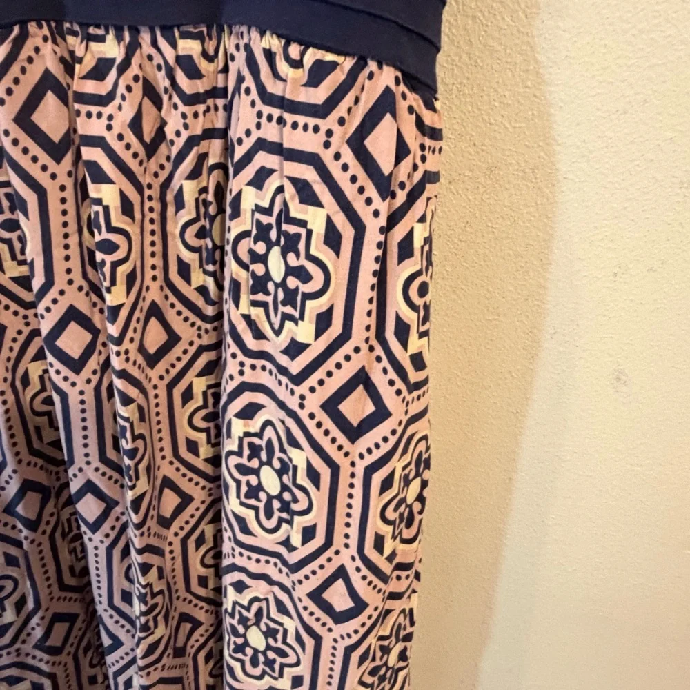 Anthropologie Lilka Navy and Cream Geometric Strap Maxi Dress - Picture 7 of 11